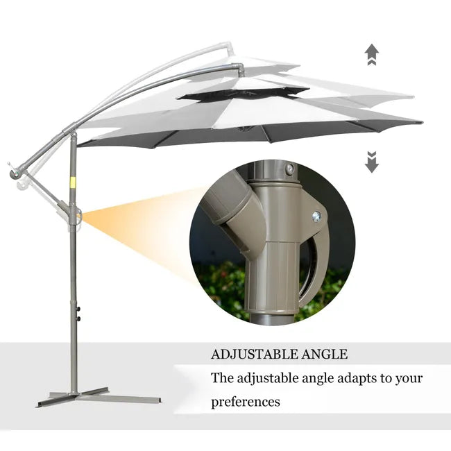 Parasol de Jardin Ampelschirm Ø2,67 x 2,45 m avec Base Croisée et Double Toit