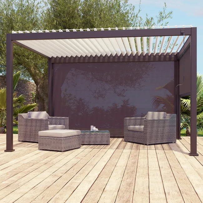 Pergola bioclimatique autoportante Prima aluminium gris anthracite, 12m²