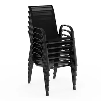 MADRID garden set 150 cm table and 6 stackable chairs, black