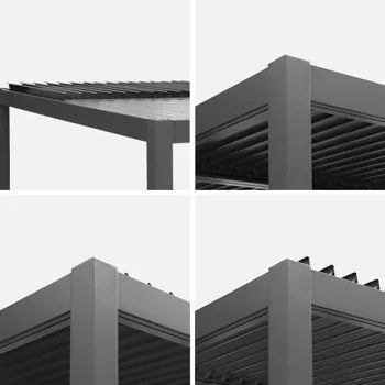 Pergola bioclimatique anthracite. aluminium et acier. 3x3m. lames orientables PALACE 3X3M