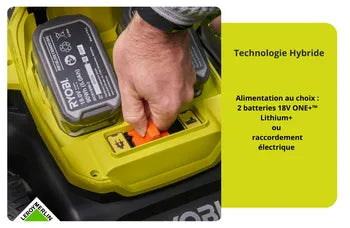 Pack tondeuse+coupe bordure RYOBI One+, 2x18V, l.37cm, 2 batteries 5Ah
