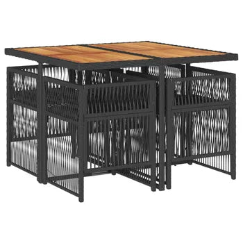 Ensemble à manger de jardin coussins 5pcs Noir Résine tressée vidaXL