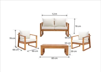 Salon bas en acacia Solaris NATERIAL, 4 personnes