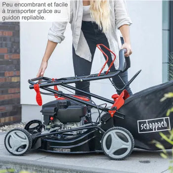Scheppach MS161-46 Petrol Lawn Mower - 4-Stroke 150cc Petrol Engine - 46cm Cutting Width - 55L Grass Box - Side Discharge