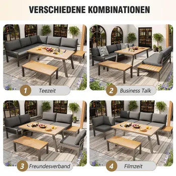 Ensemble de salon de jardin pour 6-7 personnes, adapté pour le jardin, le balcon, la terrasse, meubles de jardin résistants aux intempéries