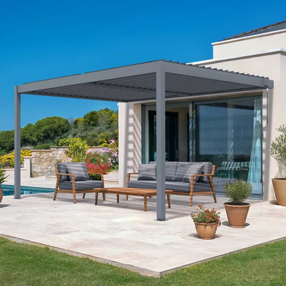 Anlehn-Bioklimapergola, Anthrazit, Aluminium, 12 m²