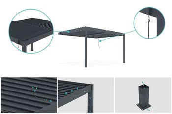Anlehn-Bioklimapergola, Anthrazit, Aluminium, 12 m²