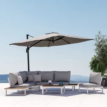 Parasol déporté NATERIAL Aura taupe carré, L.286 x l.286 cm