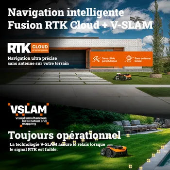 Robot tondeuse connecté WORX VISION CLOUD 2WD - Jusqu'à 3000m² - WR330E