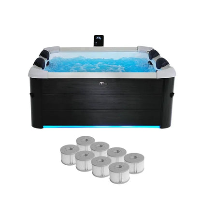 SPA OSLO + 8 FILTRES SPA Spa rigide MSPA 6 places 4 coussins hydromassages. 8 filtres et bâche incluse 160 cm x 65 cm