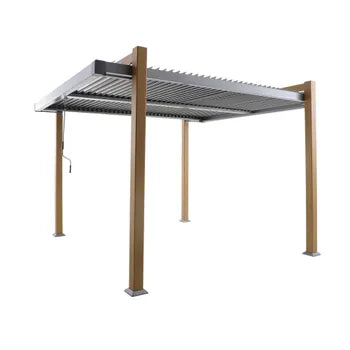 Pergola bioclimatique autoportante Odyssea NATERIAL aluminium chêne, 10.69 m²