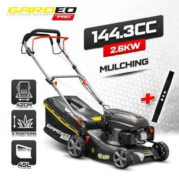 Tondeuse thermique autotractée Pro 144.3cc - 42cm avec 2 lames et fonction mulching