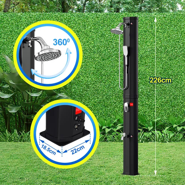 Douche solaire 60L avec couvercle de protection