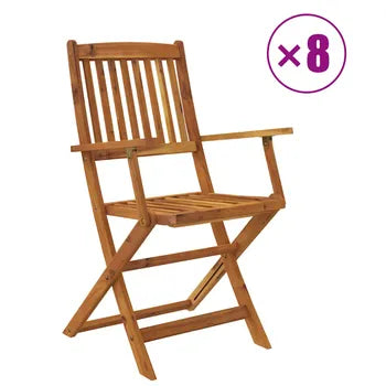 Ensemble à manger de jardin pliable 9 pcs bois d acacia solide