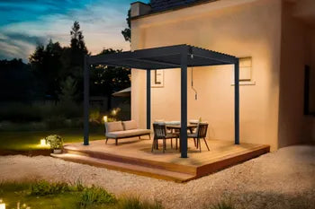 Pergola bioclimatique autoportante Gris en Aluminium 7.9 m²