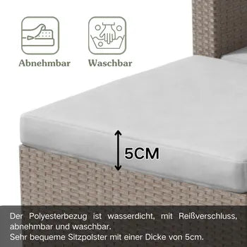 Gartenlounge aus Polyrattan – Outdoor-Ecksofa mit Couchtisch – 4-Sitzer – Braun