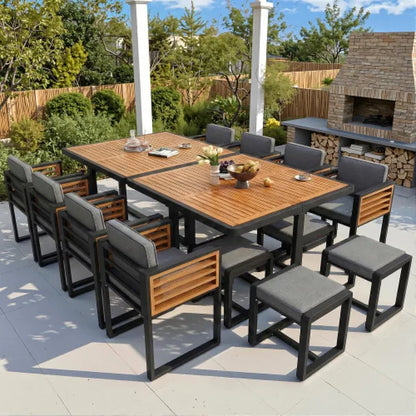 Garden set - lounge 12 chairs + table, patio/balcony, solid table, 12 people, garden and dining furniture.
