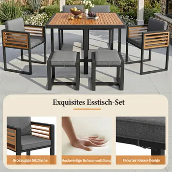 Garden set - lounge 12 chairs + table, patio/balcony, solid table, 12 people, garden and dining furniture.