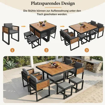 Garden set - lounge 12 chairs + table, patio/balcony, solid table, 12 people, garden and dining furniture.