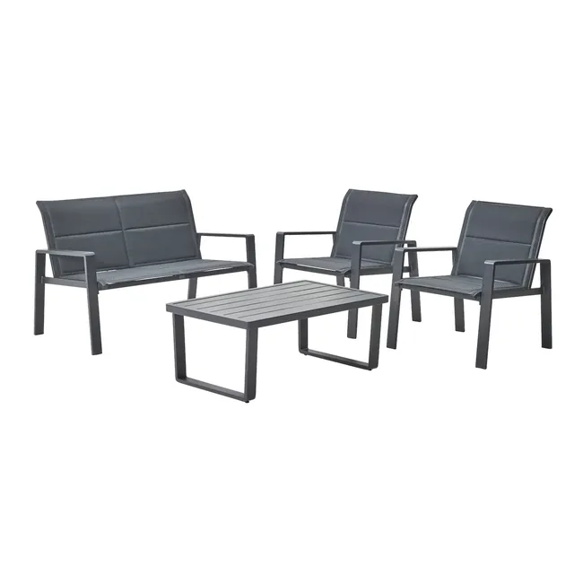 Aramis Outdoor Lounge Set in Grey Aluminium/Textilene, 4-Seater