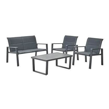 Aramis Outdoor Lounge Set in Grey Aluminium/Textilene, 4-Seater