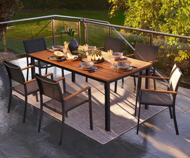NATERIAL Oris Butterfly 6-Seater Anthracite Grey Aluminium Garden Lounge Set