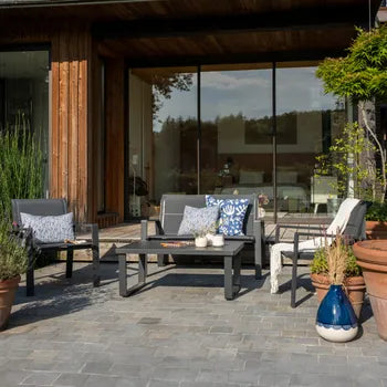 Aramis Outdoor Lounge Set in Grey Aluminium/Textilene, 4-Seater
