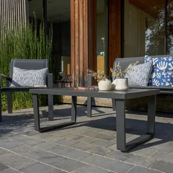 Aramis Outdoor Lounge Set in Grey Aluminium/Textilene, 4-Seater